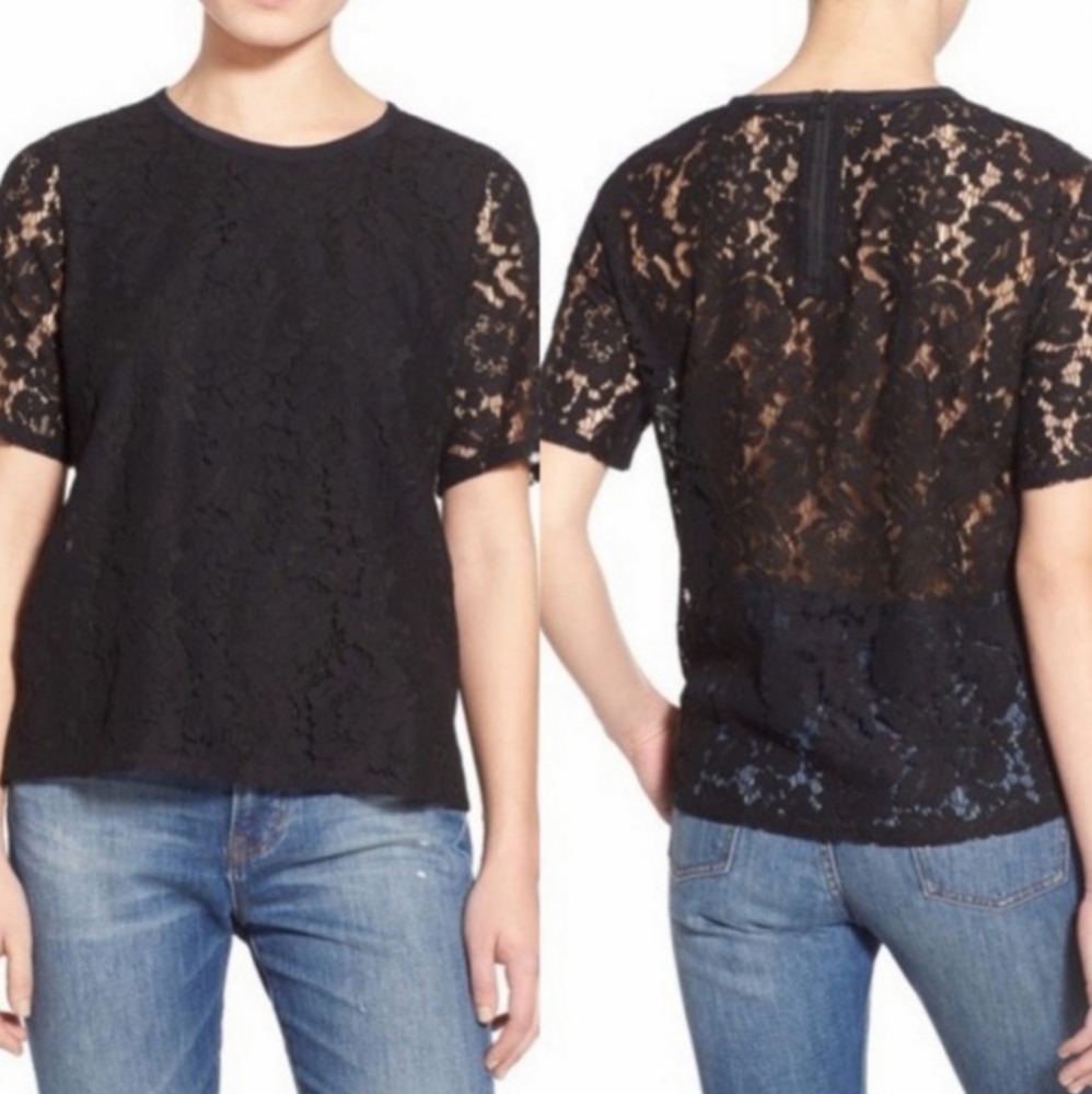 Madewell Black Lace Blouse Size XS